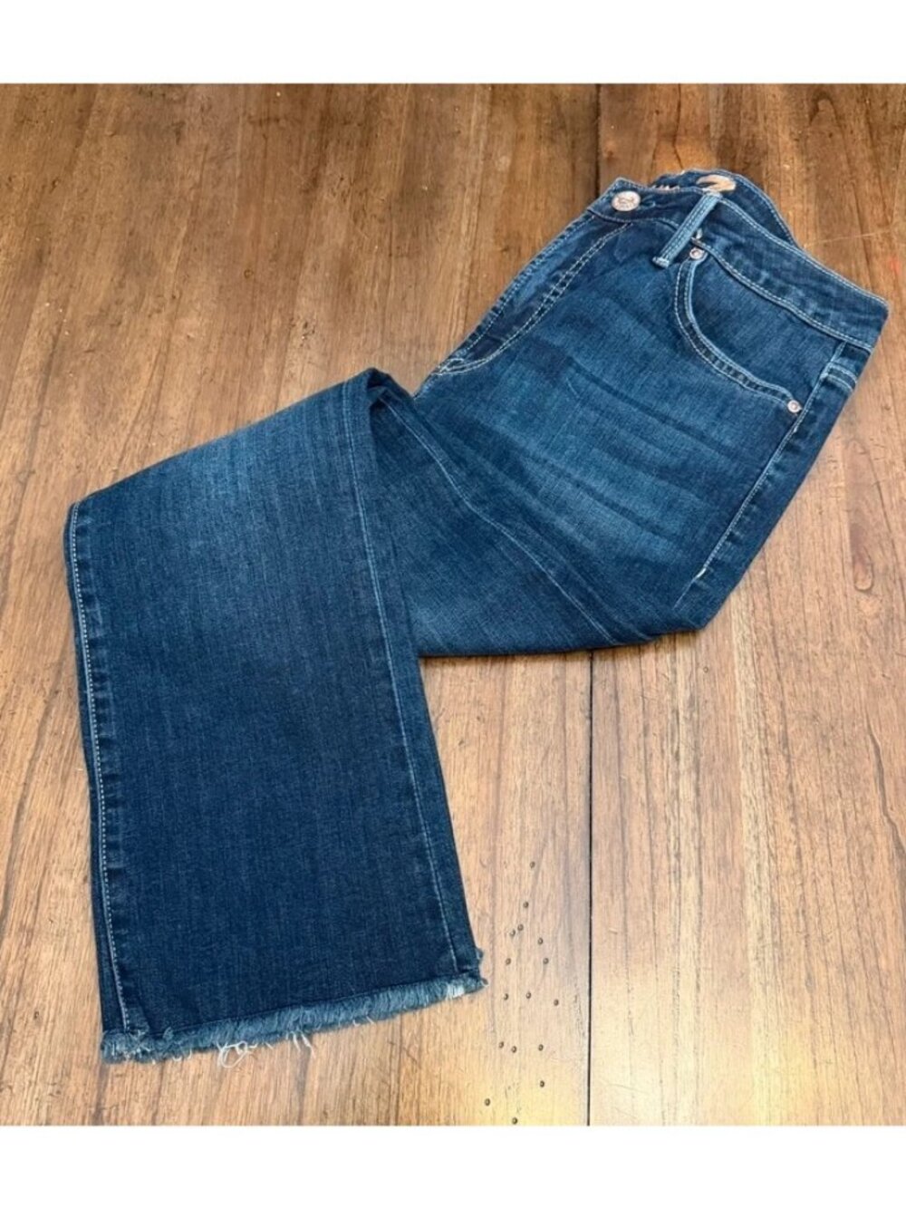 Seven7 Cropped Frayed Straight Jeans size 10